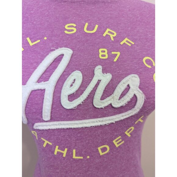 Vintage Y2K Aeropostale T Shirt Purple Embroidered AERO logo Short Sleeve Sz S - Picture 5 of 7